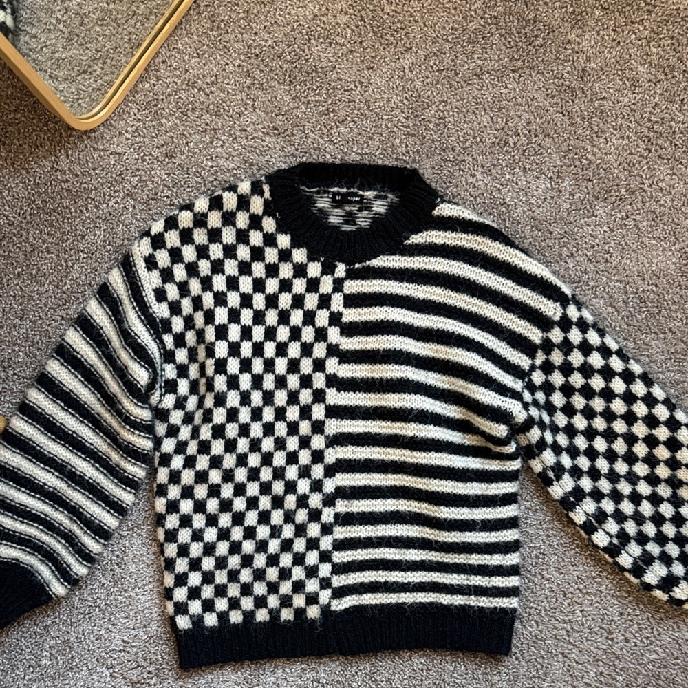 Blu Pepper Monochrome Patterned Crewneck Sweater